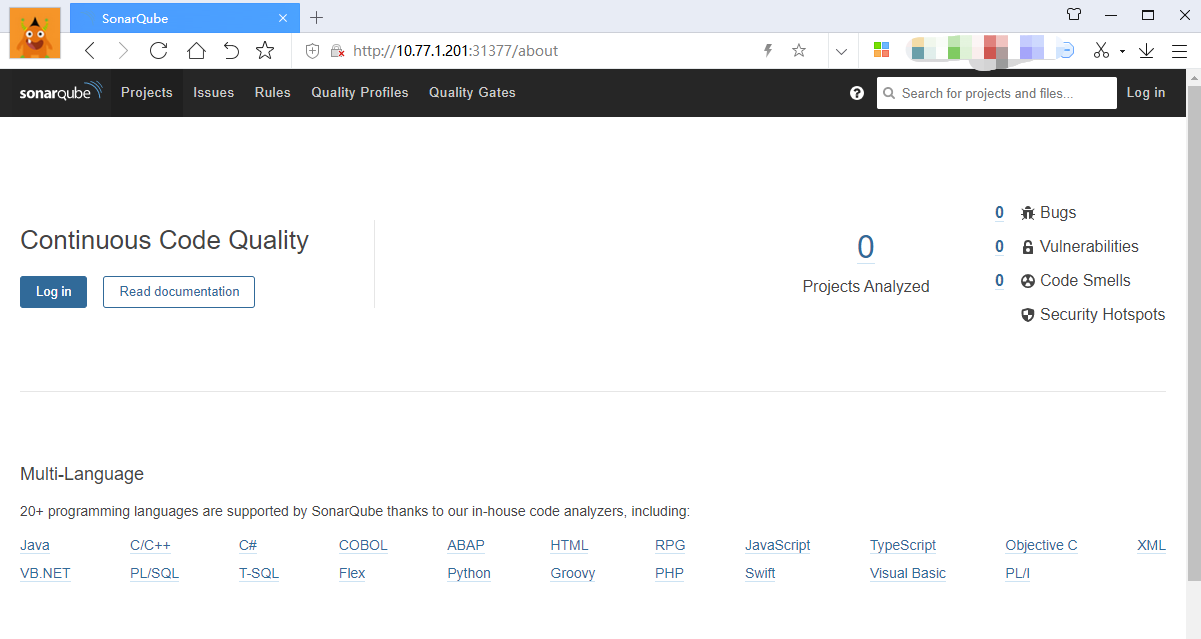 访问 SonarQube 控制台